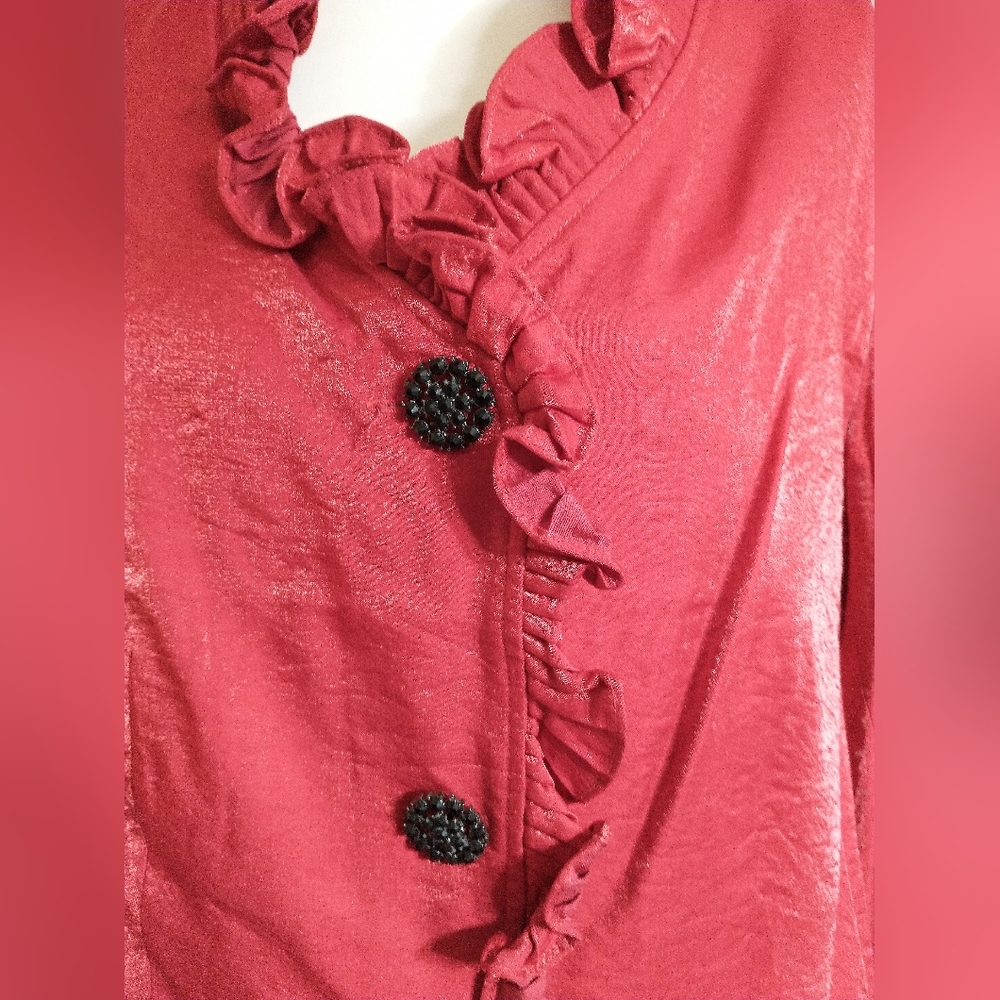 Jerry T Ruffled Red Jacket - Picture 5 of 11